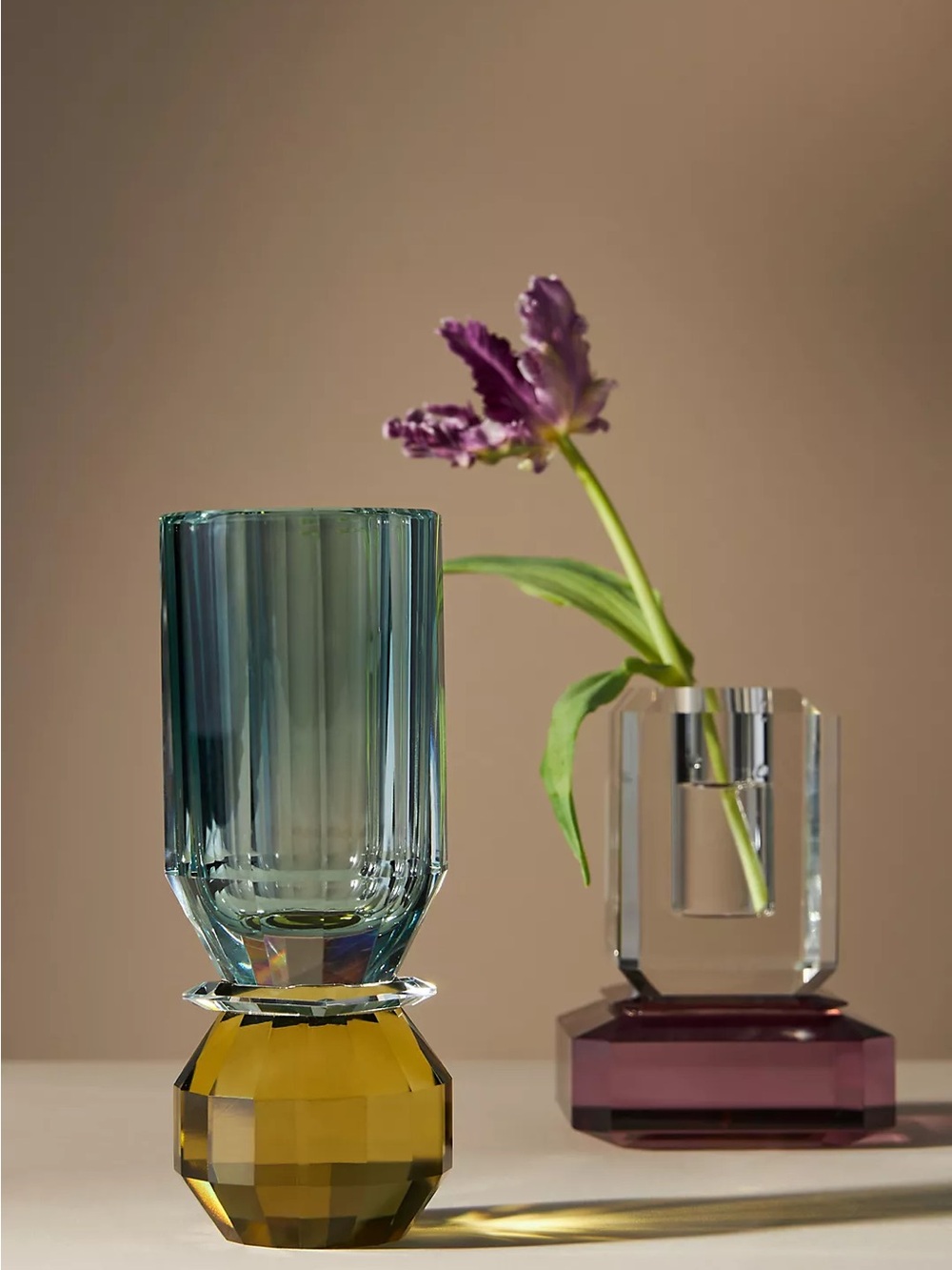 NEW Anthropologie Cut Glass 2 Vases.